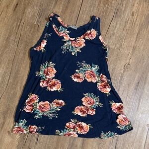 Loveappella Navy Floral Tank Top